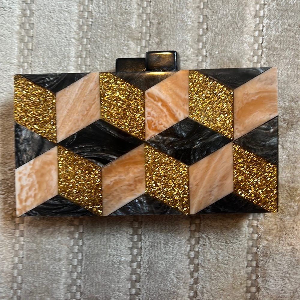 Lulu NYC Geo Metal Chain Crossbody / Clutch